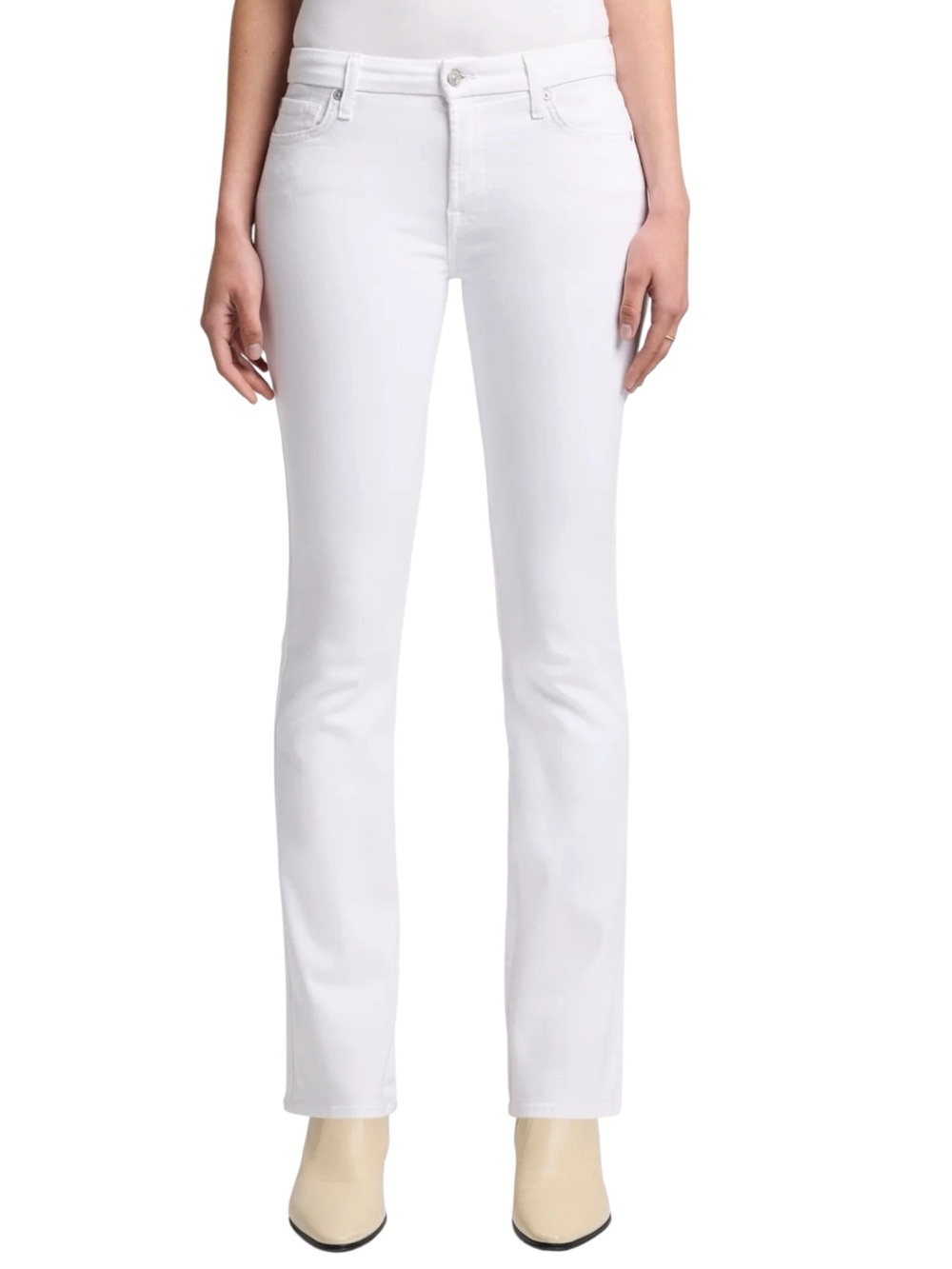 7 For All Mankind White Low Rise Slim Straight Leg Jeans (25x32)